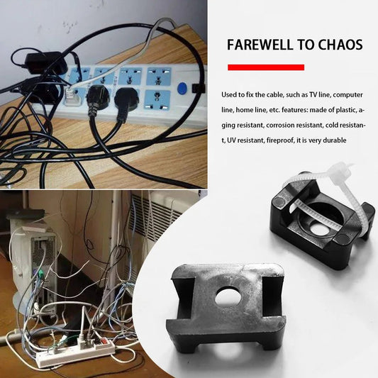 100/500pcs Cable Tie Mount Clips Saddle Type Wire Holder Bases Computer TV Cord Fixing Clamps - PureShop