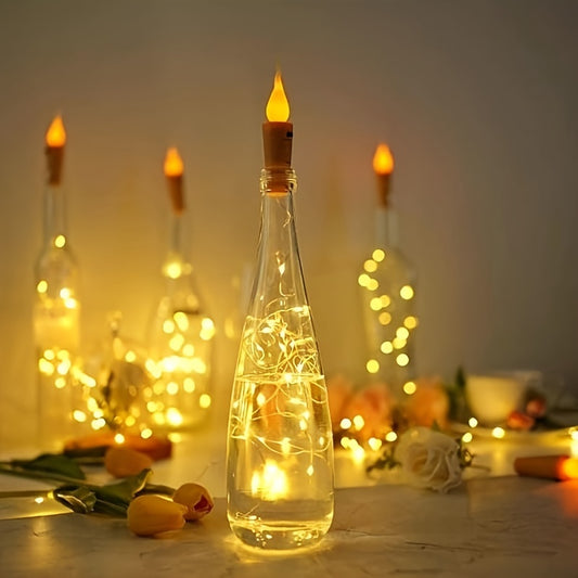 10packs Bottle Lights, LED Flameless Candles Cork Bottle String Lights, Battery Powered Silver Wire Mini Fairy Lights DIY, Party, Christmas, Wedding Decoration
