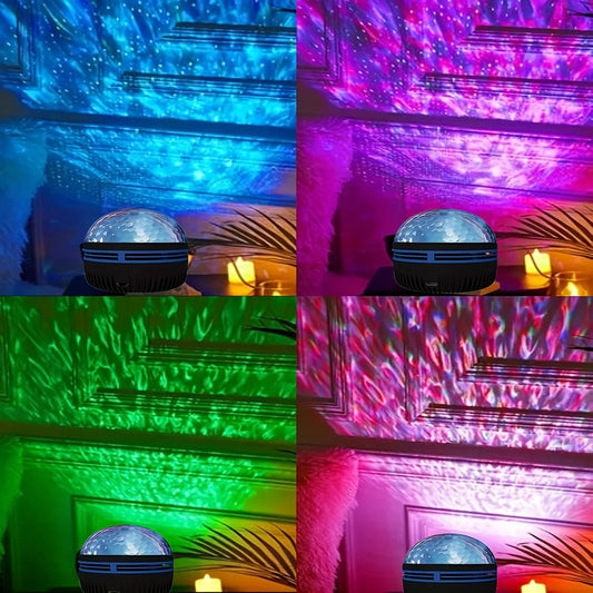 1pc Star Projector, Galaxy Projector, Water Ocean Wave Projector For Bedroom Night Light Room Decor With 7-Colors Patterns - PureShop