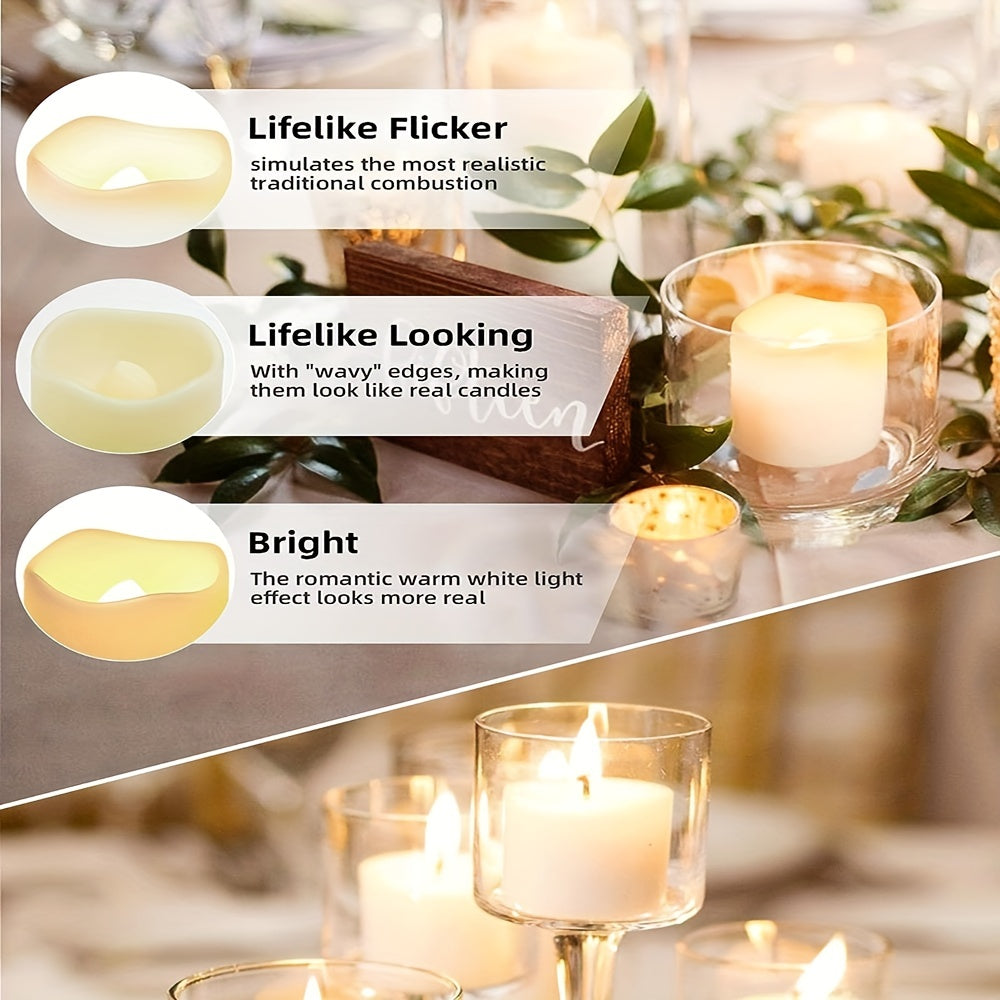 24pcs Flameless Votive Candles, Flameless Flickering Electric Fake Candle, 24 Pack Battery Operated LED Tea Lights In Warm White, For Wedding, Table, Festival, Halloween, Christmas Decorations