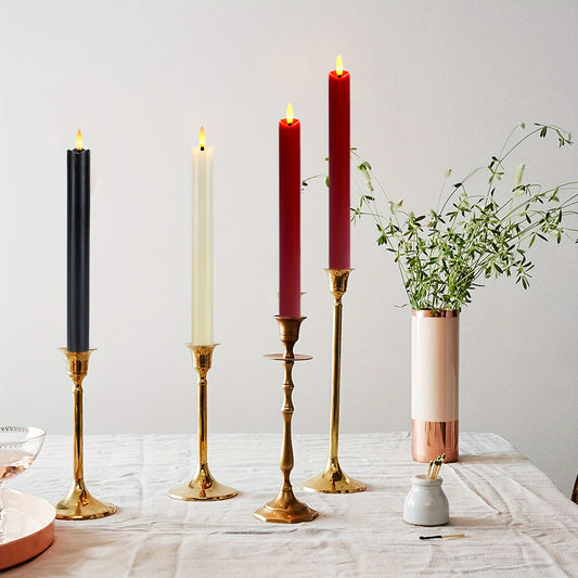 2/3/6pcs Red Real Wax Flameless Cone Candles, 9.6" 3D Wick Led Battery Operated Candle with Remote Control for Restaurant Table and Wedding Christmas Halloween Decoration