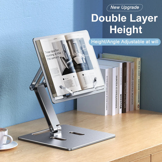 Aluminum Laptop Stand Height Angle Adjustable Reading Stand with Foldable Base Notebook Desktop iPad Stand Tablet Stand Holder