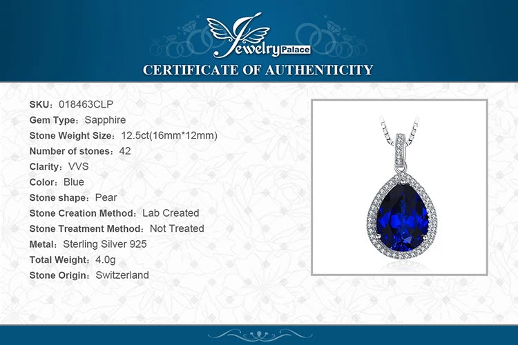 JewelryPalace 12ct Huge Created Blue Sapphire
