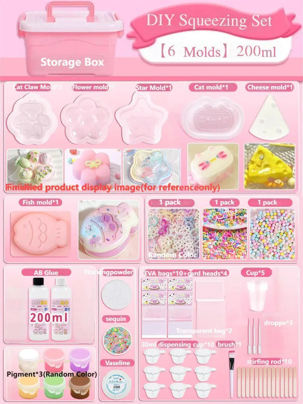 DIY Taba Squishy Kit Silicone Squishy Maker Fufu Squishies Making Kits Silicone Rubber DIY Stress Relief Toys Decompression Gift