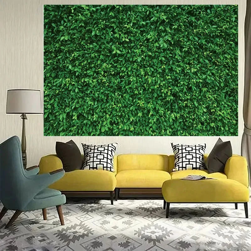 1.5 * 2.1M Green Leaf Theme Party Decoration Family Photo Cloth Background Wall Large Thickened (Free Ribbon)