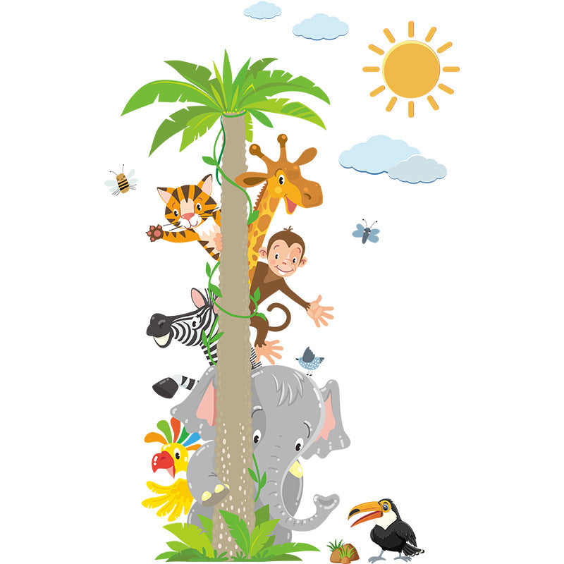 Cartoon Leaf Tree Elephant Giraffe Monkey Children's Bedroom Kindergarten Wall Decoration Wall Stickers Room Decoration