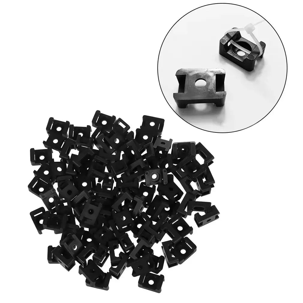 100/500pcs Cable Tie Mount Clips Saddle Type Wire Holder Bases Computer TV Cord Fixing Clamps