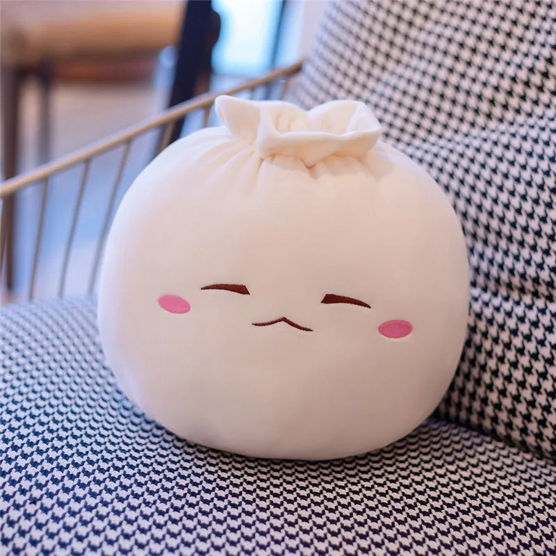 Creative Chinese Bun Shape Plush Toys Stuffed Soft Dumplings Pillow Kawaii Cushion Simulation Food Doll Gift for Kids Home Decor