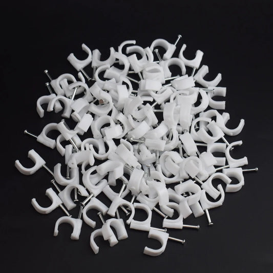 100pcs Cable Clips 4/6/8/10/12/14/16/20mm Cable Wire Clips Nail In Cable Clips Cable Tacks Coaxial Nail Clamps Nails For Cords