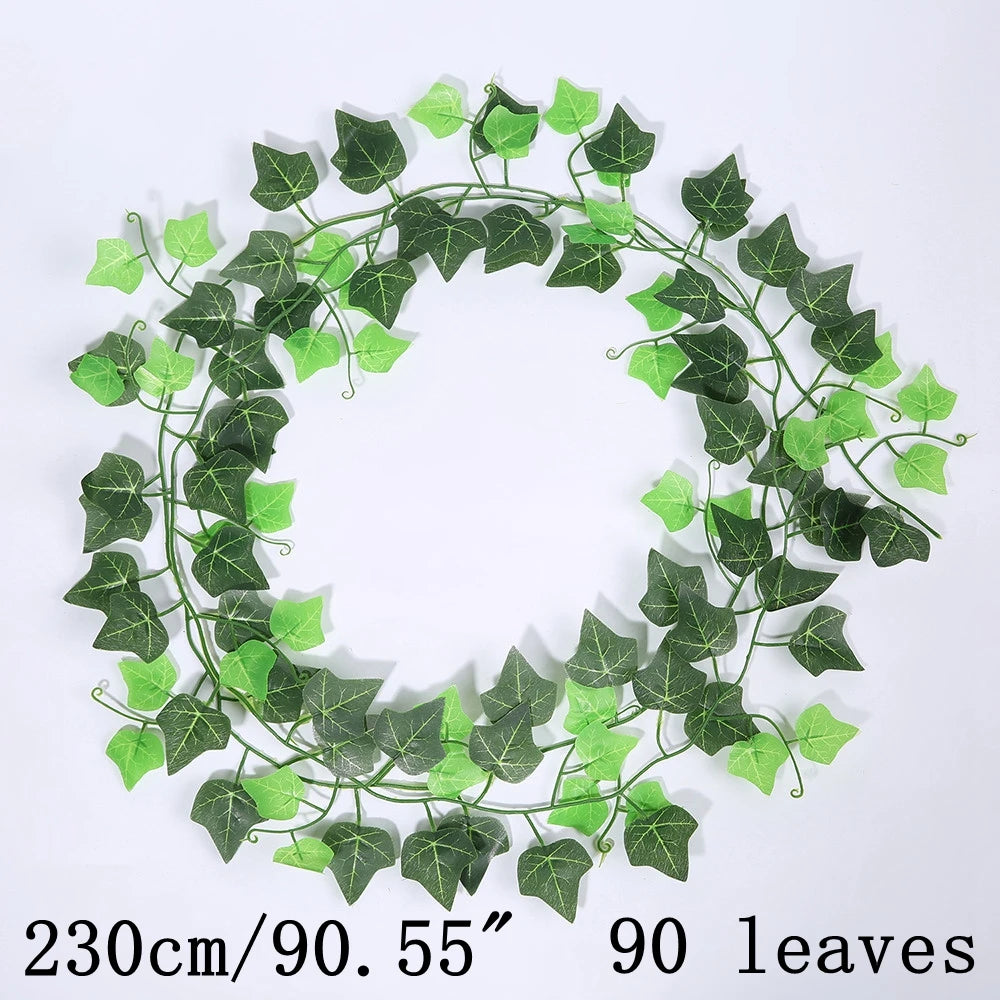 Green Artificial Plants Flowers Vines Home Room Decor Silk Hanging Fake Leaf Garland Leaves For Garden Wedding Party Decoration