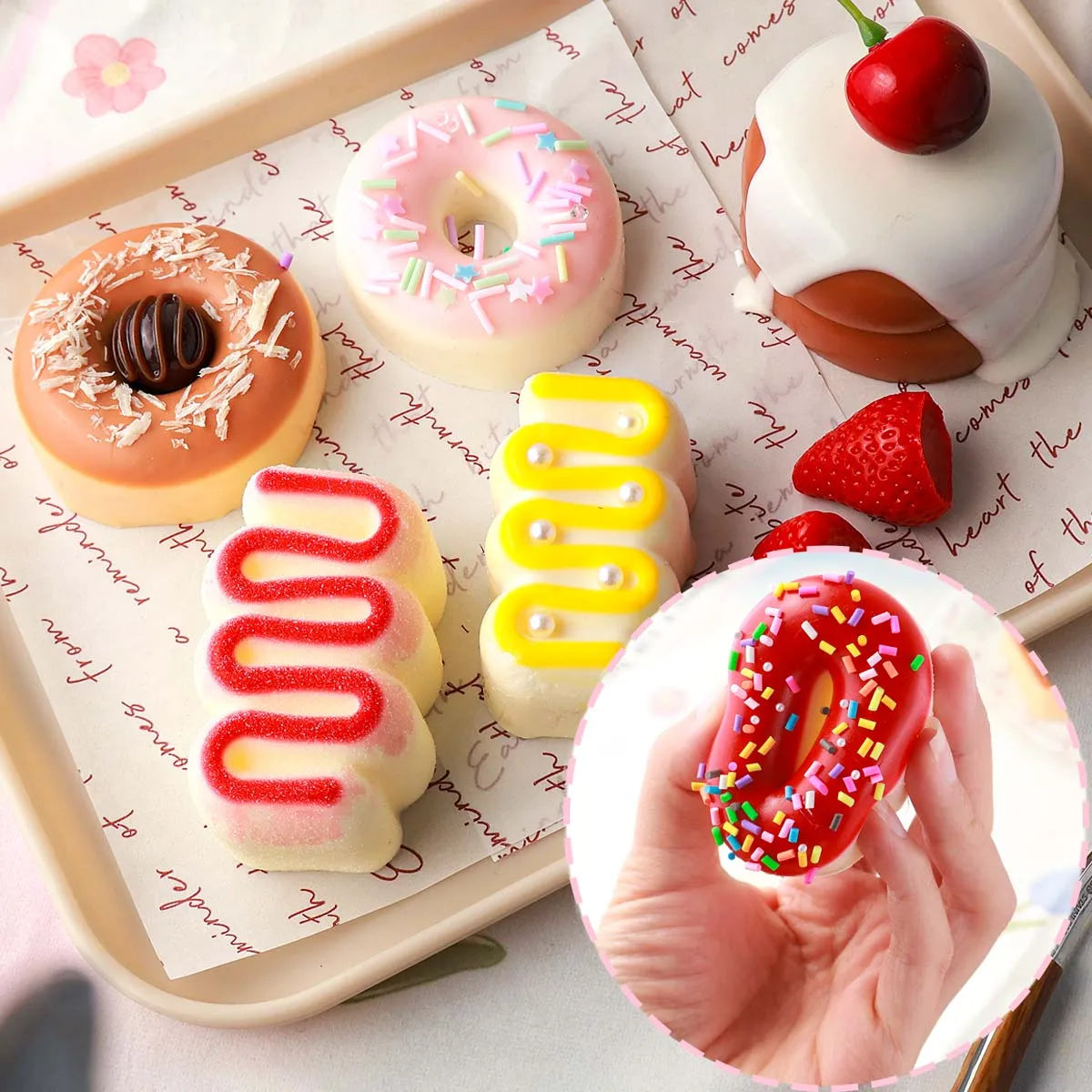 DIY Taba Squishy Kit Set Squishy Making Kit with Doughnut Waffle Strawberry Butter Sticks Mold Fufu Squishy Make Your Own Squish