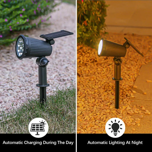 9Led Solar Spotlights, Outdoor Waterproof - Adjustable Brightness