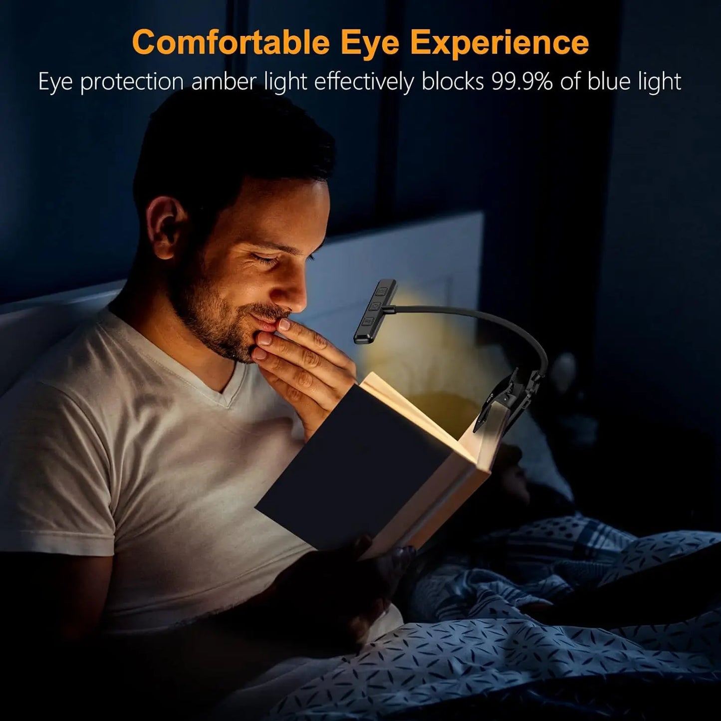 LED Book Light Reading Light Eye Caring Clip-on USB Rechargeable