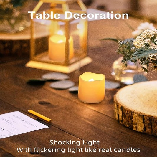 24pcs Flameless Votive Candles, Flameless Flickering Electric Fake Candle, 24 Pack Battery Operated LED Tea Lights In Warm White, For Wedding, Table, Festival, Halloween, Christmas Decorations