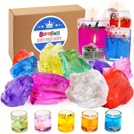 Blingfun 100g/500g Colorful Soft Jelly Wax, 7 Colors Translucent Low-Melt (266℉) for DIY Scented Candles & Decorative Modeling, Art Craft Supplies, Jewelry Making Wax Molding Material