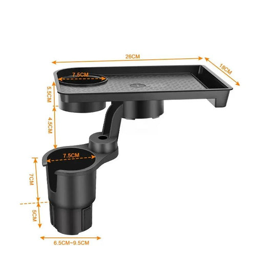 Adjustable Car Cup Holder with Food Table and 360-Degree Tray - PureShop