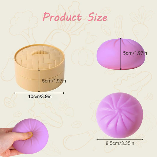 Colorful Squishy Steamed Buns Dumplings Stress Relief Fidget Toy Simulation Food Steamed Stuffed Bun Dough Squeeze Toys - PureShop