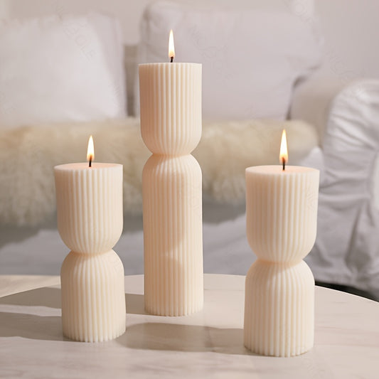 2pcs Premium Silicone Mold for Geometric Stripe Cylindrical and Tall Pillar Candles