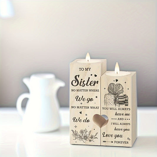 1pc Heart Shaped Candle Holders Gifts For Sister, Sister Birthday Gifts From Sister, Best Sister Gifts For Birthday Christmas Thanksgiving, Wedding, Thank You Gifts, Sister Gifts For Sister (no Candles)