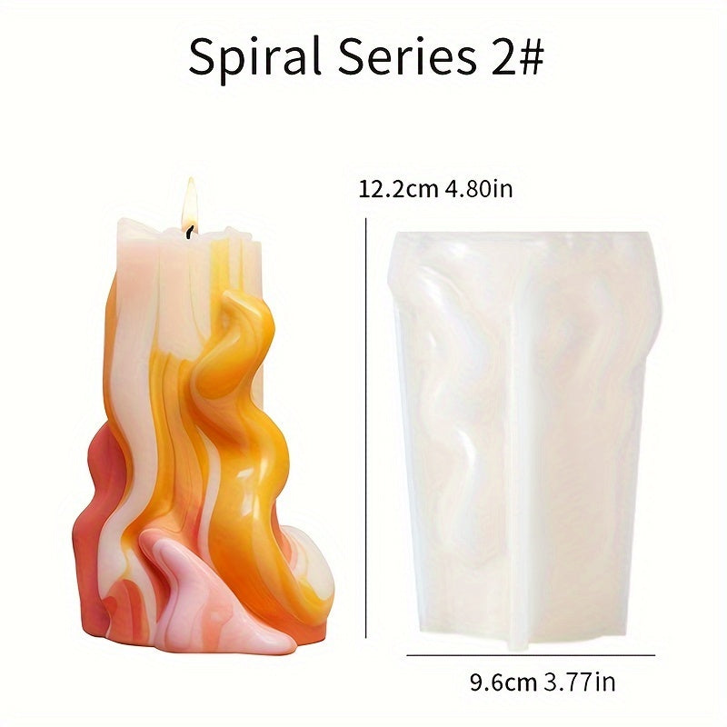 Silicone Spiral Wave Cylinder Mold for Aromatherapy Candles and Diffuser Stones, DIY Craft Fantasy Theme Tool