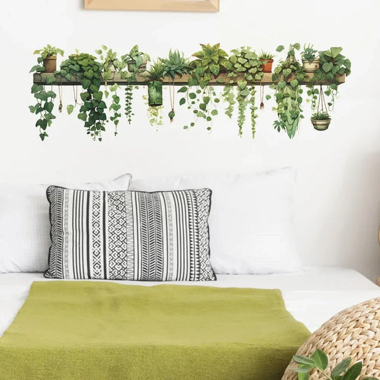 Green Dill Leaves Hanging Basket Wall Decals - Home Decor - PureShop