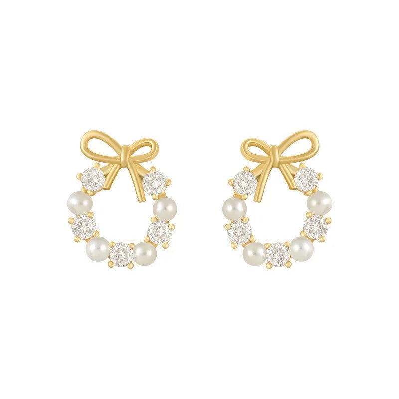 Pearl Crystal Bow Earring Set - PureShop