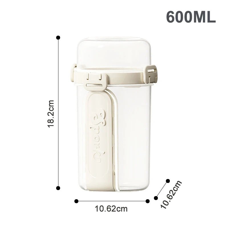 ❤Salad Cup Portable Light Meal Cup, Vegetable Snack Fresh-Keeping Double-Layer Cup With Fork And Spoon Yogurt Cup - PureShop
