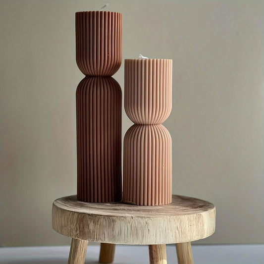 2pcs Premium Silicone Mold for Geometric Stripe Cylindrical and Tall Pillar Candles