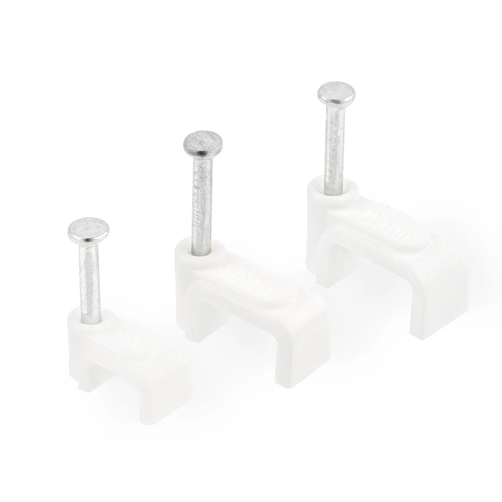 100PCS Flat Nail Cable Clips Assorted Sizes Wire Management Holder - PureShop