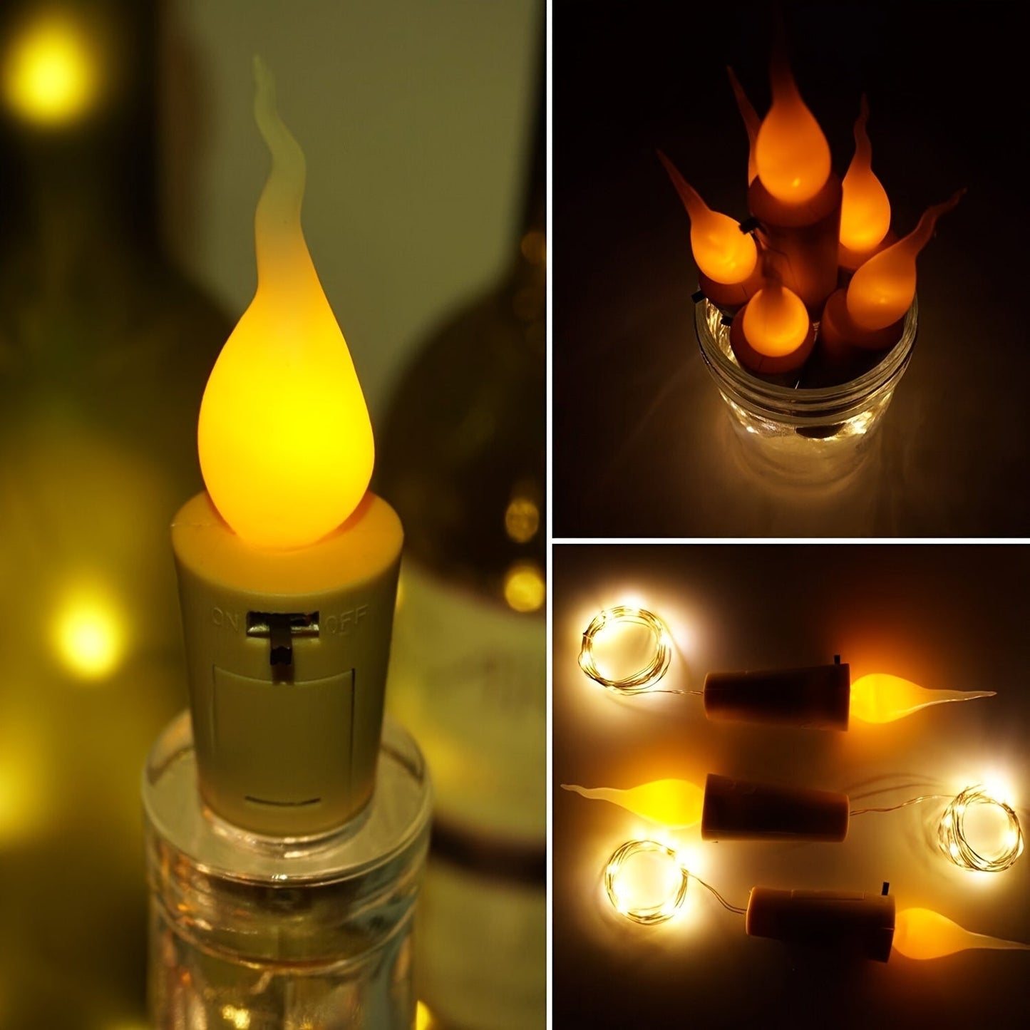 10-Pack LED Flameless Cork Bottle String Lights - PureShop
