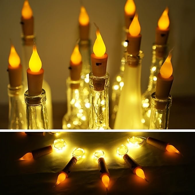 10-Pack LED Flameless Cork Bottle String Lights - PureShop