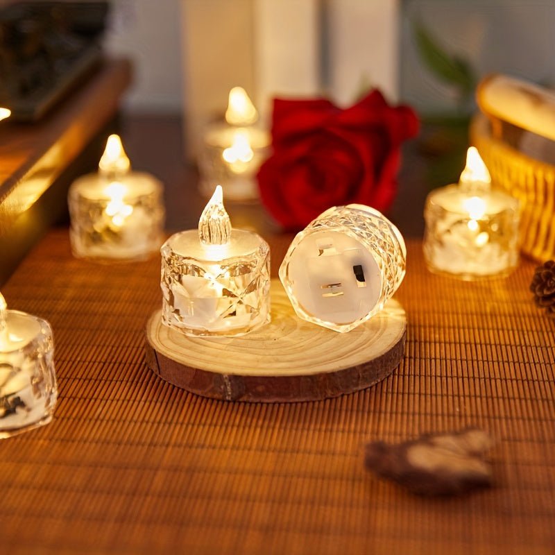 12pcs LED Rose Pattern Halo Projection Candle Lights Set - PureShop