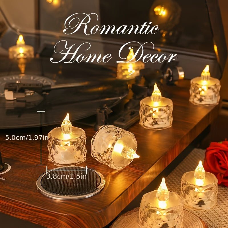 12pcs LED Rose Pattern Halo Projection Candle Lights Set - PureShop
