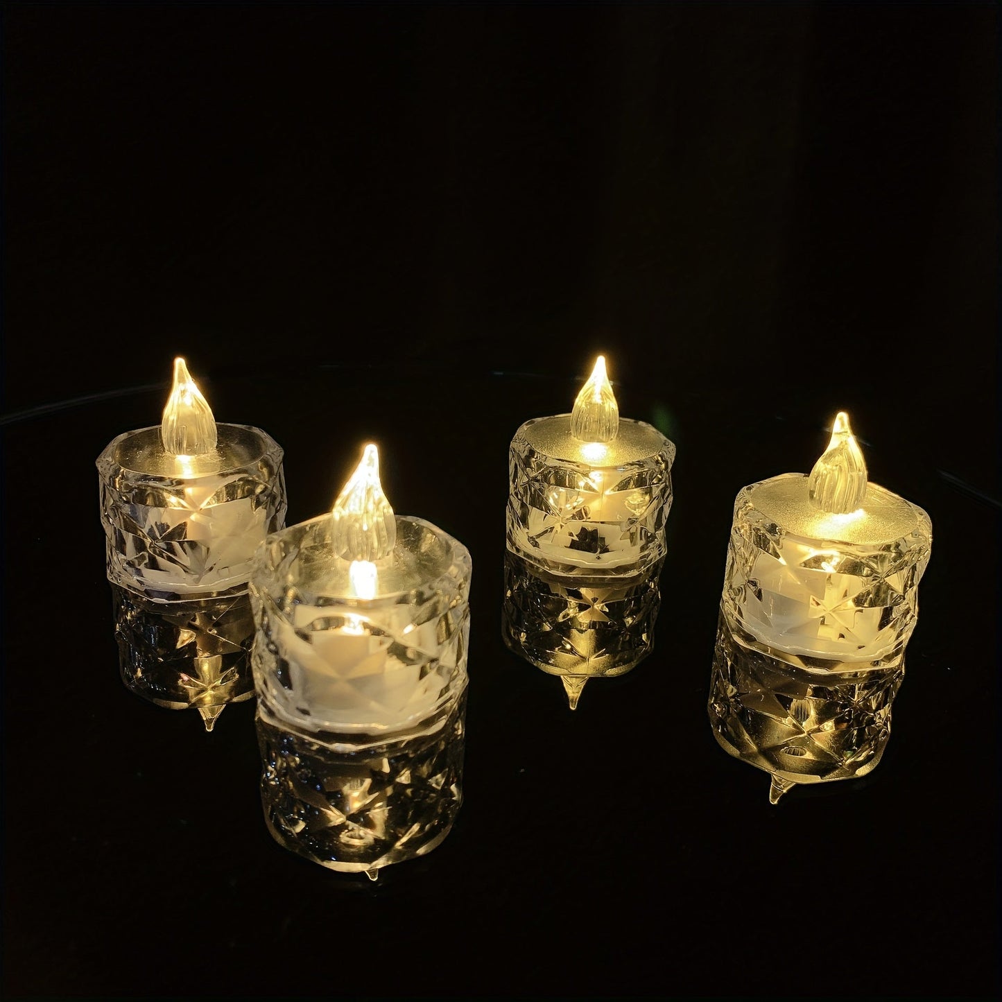 12pcs LED Rose Pattern Halo Projection Candle Lights Set - PureShop