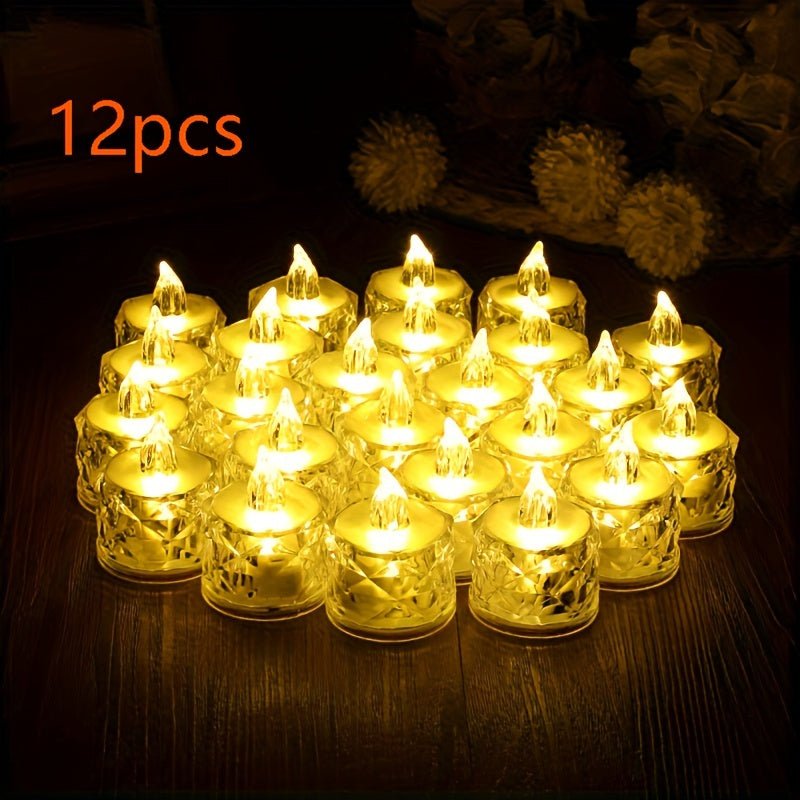 12pcs LED Rose Pattern Halo Projection Candle Lights Set - PureShop