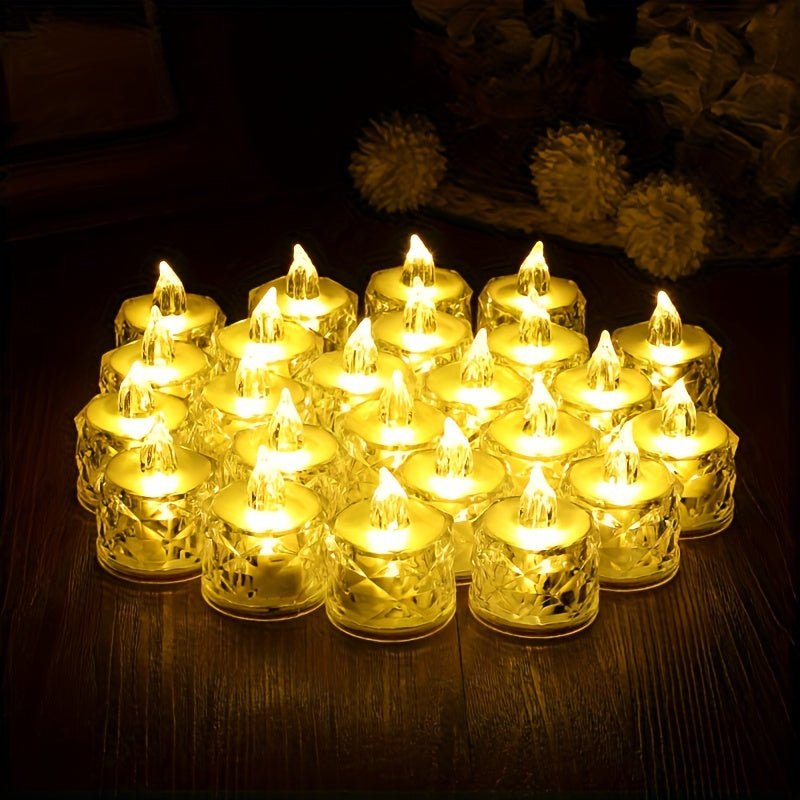 12pcs LED Rose Pattern Halo Projection Candle Lights Set - PureShop