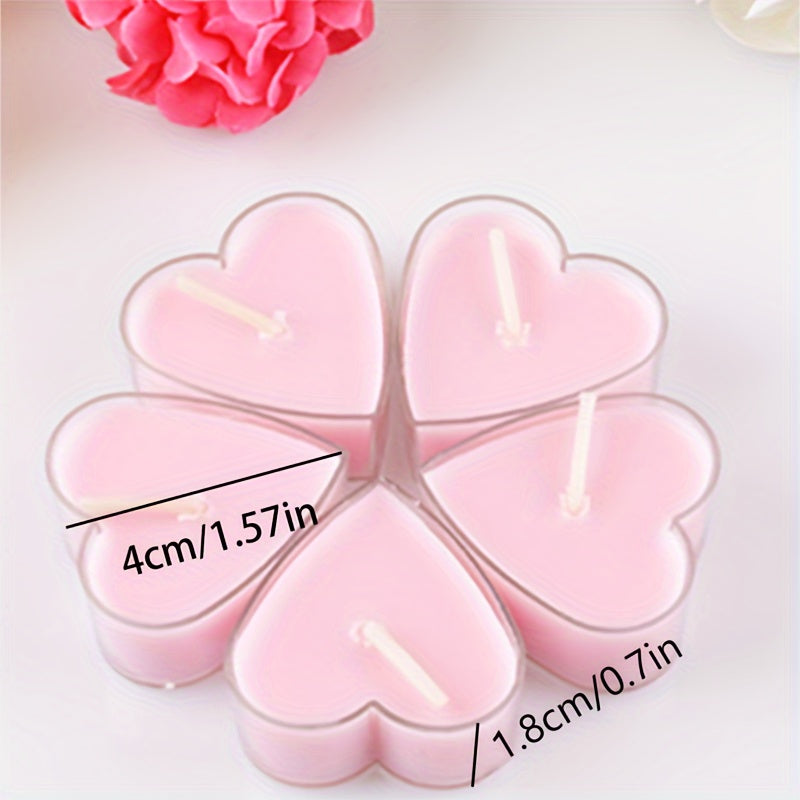10 Heart-Shaped Unscented Tea Candles, Each Can Burn for 3 Hours, Wedding Supplies, Indoor Decoration, Creative Heart-Shaped Candles, Birthday Confession, Proposal, Love Candles