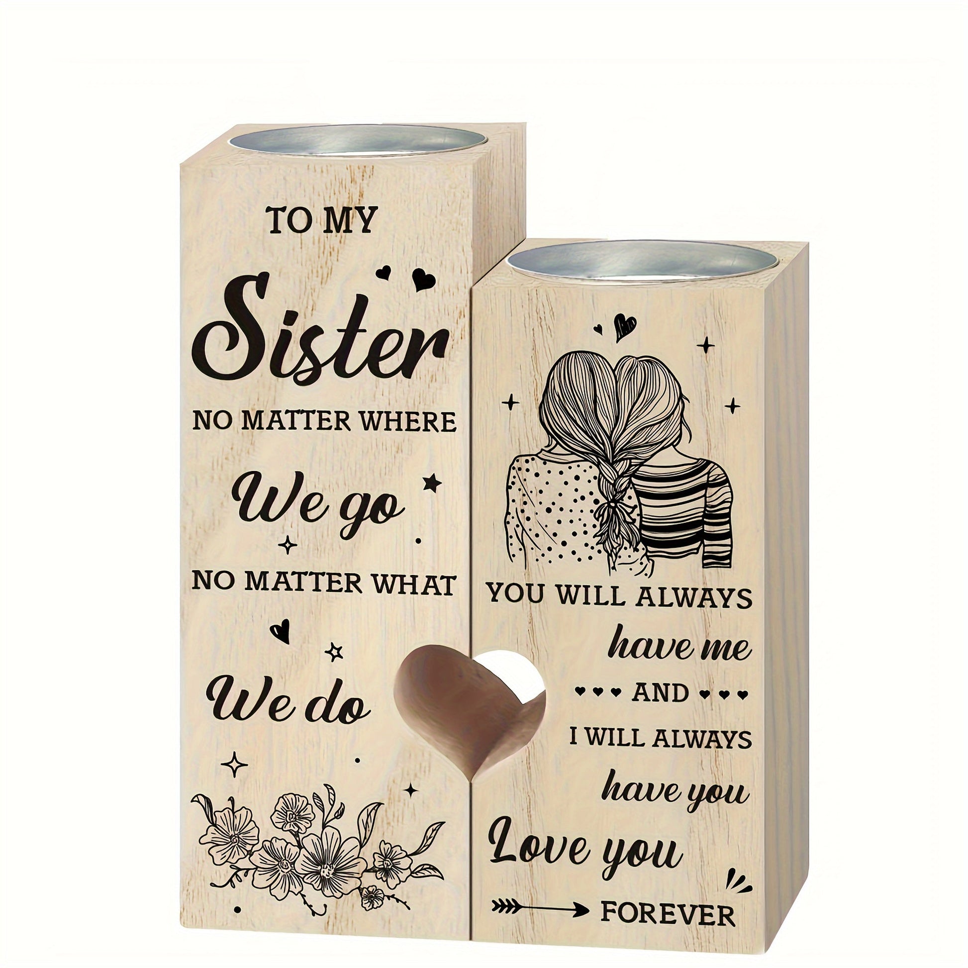 Heart Shaped Candle Holder Gift Set for Sister - PureShop