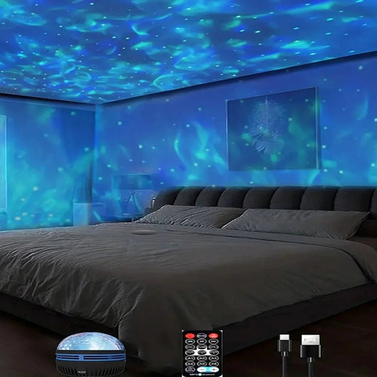 1pc Star Projector, Galaxy Projector, Water Ocean Wave Projector For Bedroom Night Light Room Decor With 7-Colors Patterns - PureShop