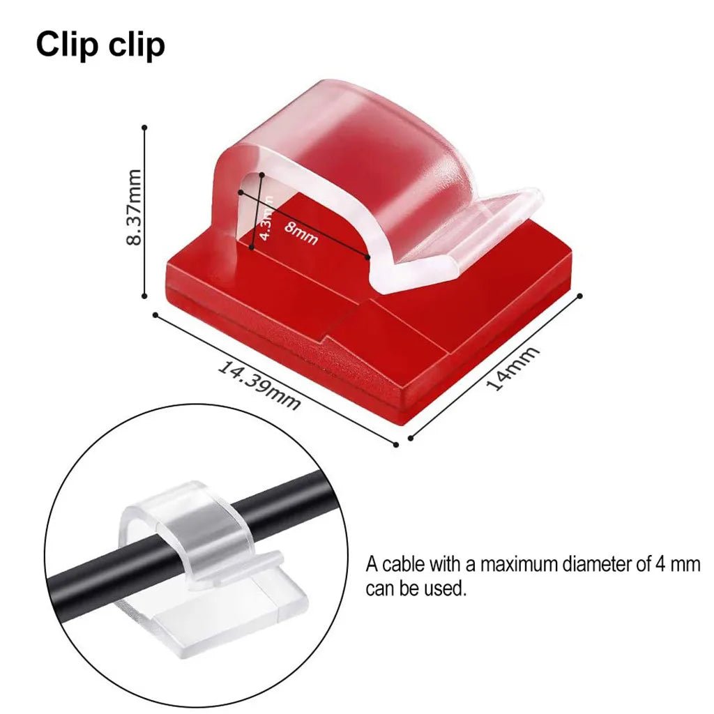 Self Adhesive Cable Clips Cord Management Black Wire Holder Organizer Car Accessories - PureShop