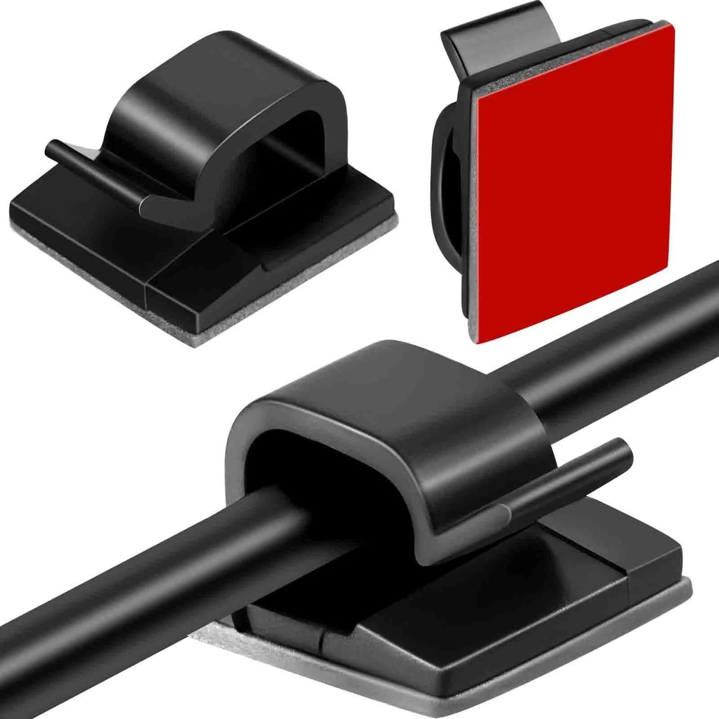 Self Adhesive Cable Clips Cord Management Black Wire Holder Organizer Car Accessories - PureShop