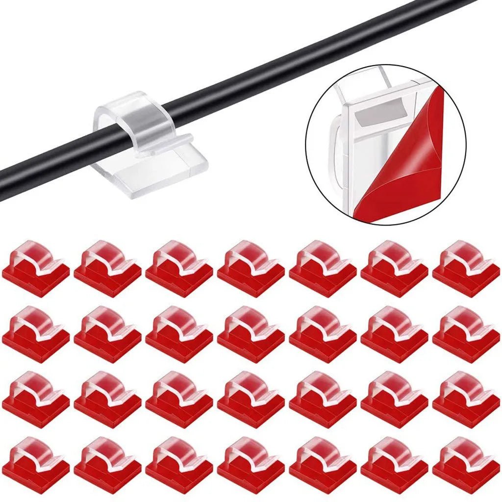 Self Adhesive Cable Clips Cord Management Black Wire Holder Organizer Car Accessories - PureShop