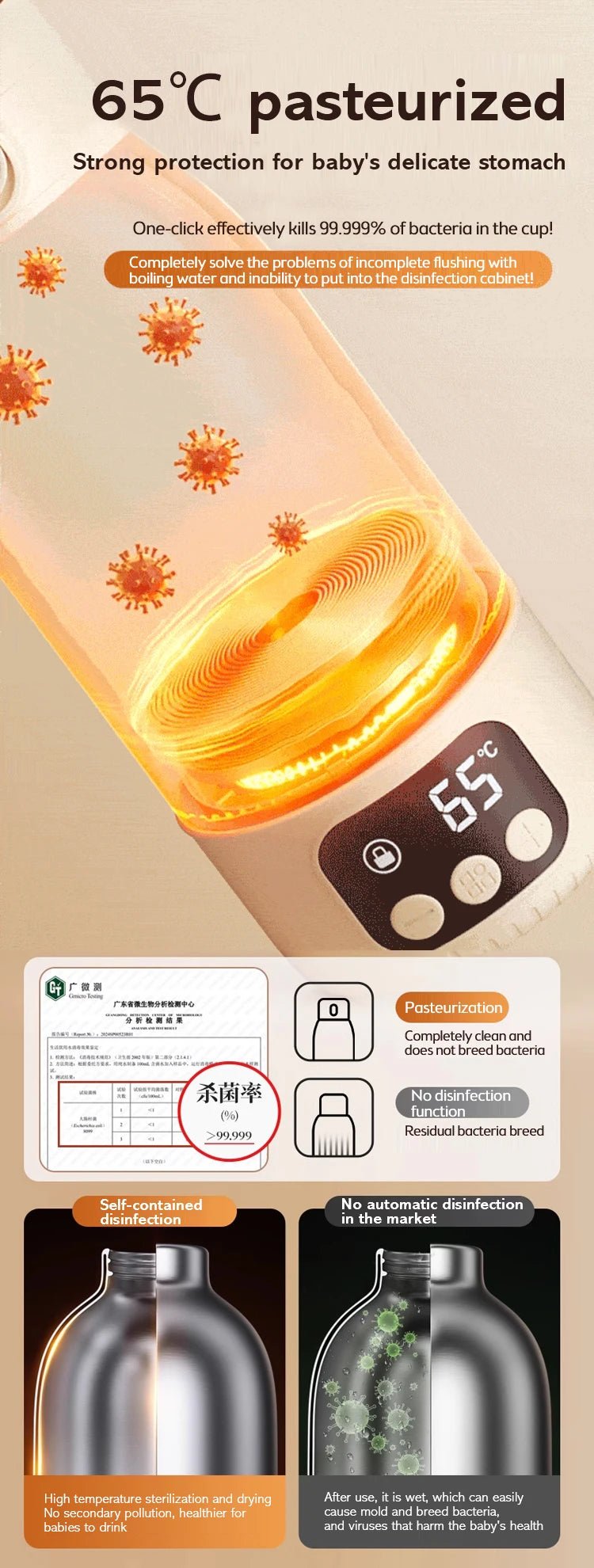 2025 New Upgrade Wireless Boiling Water Fast Heating Baby Bottle Warmer Travel Baby Milk Bottle Warmer Portable Milk Warmer - PureShop