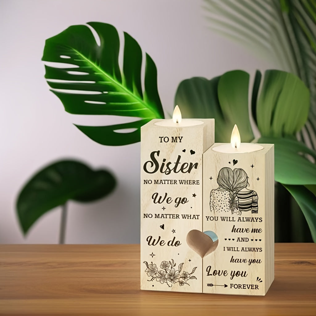 1pc Heart Shaped Candle Holders Gifts For Sister, Sister Birthday Gifts From Sister, Best Sister Gifts For Birthday Christmas Thanksgiving, Wedding, Thank You Gifts, Sister Gifts For Sister (no Candles)