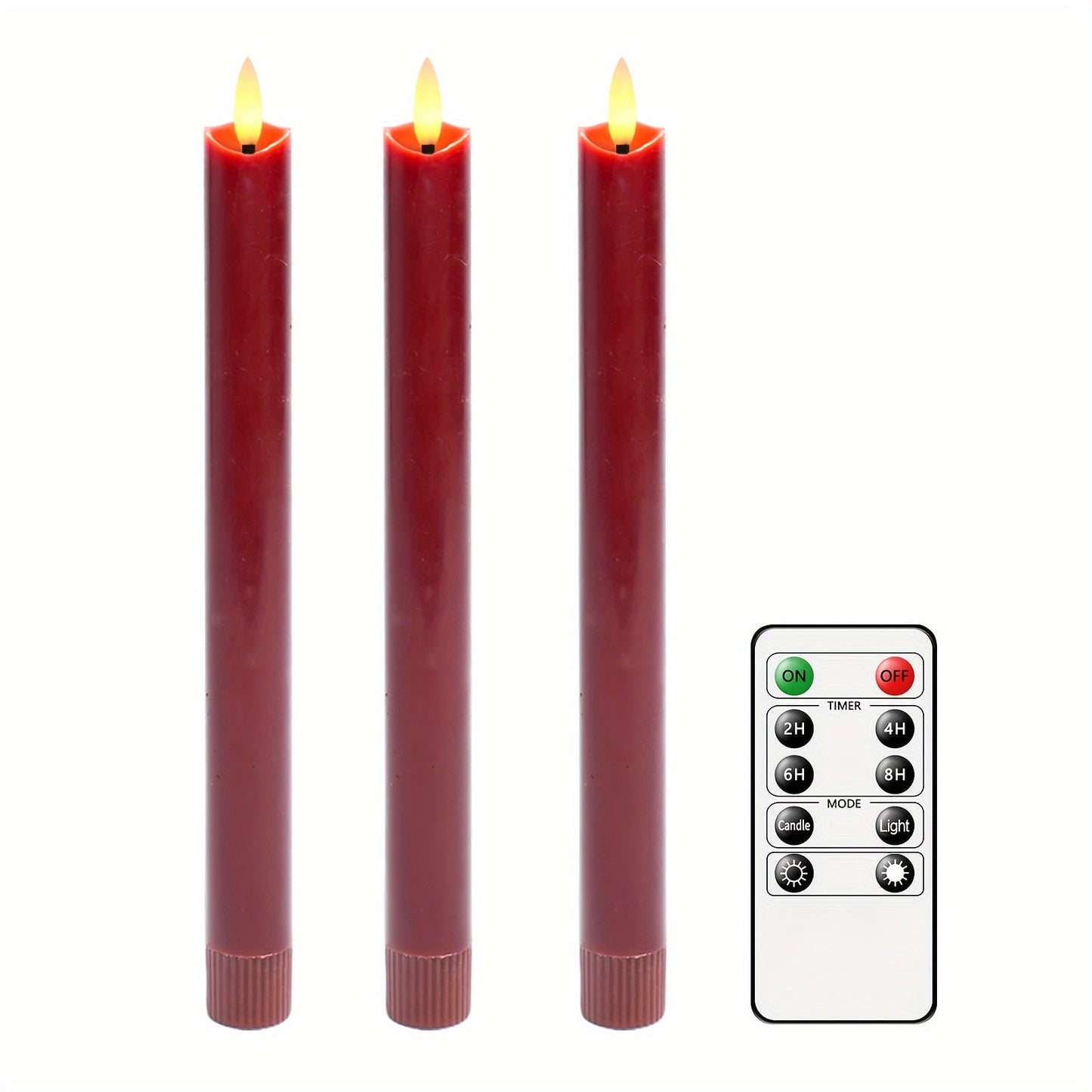 Red Flameless Cone Candles Set with Remote Control - PureShop