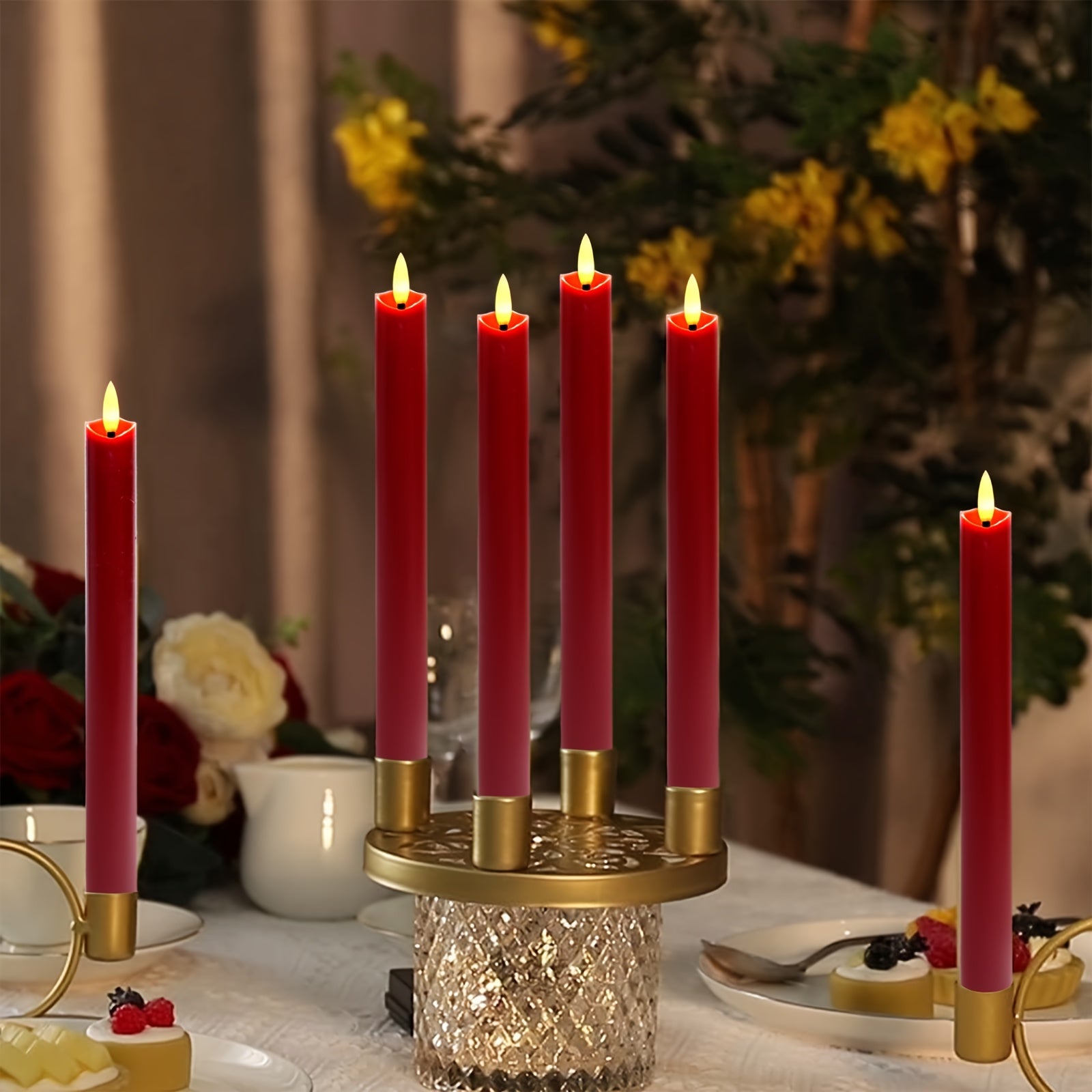 Red Flameless Cone Candles Set with Remote Control - PureShop