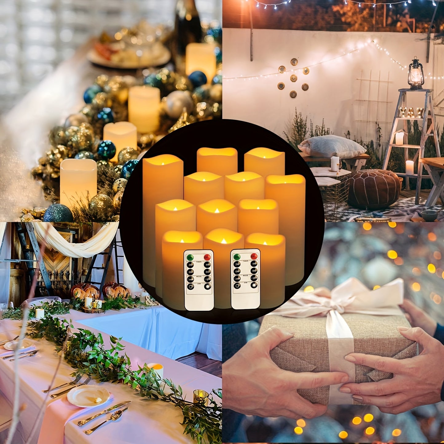 24 Indoor Outdoor Flameless Candles/set, LED Candles, With 4 Remote Controls And Timer (4 "high 5" "6" *2). 2"") Halloween Wedding Decoration, Home Decoration, Gift Giving, Battery Powered (no Plug)IP44