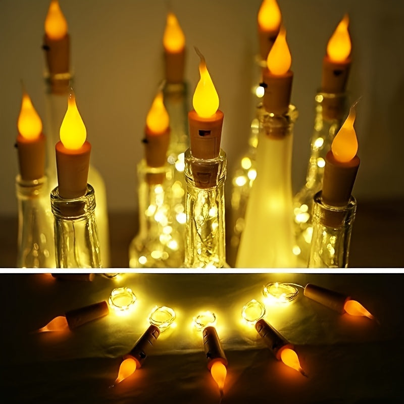 10packs Bottle Lights, LED Flameless Candles Cork Bottle String Lights, Battery Powered Silver Wire Mini Fairy Lights DIY, Party, Christmas, Wedding Decoration