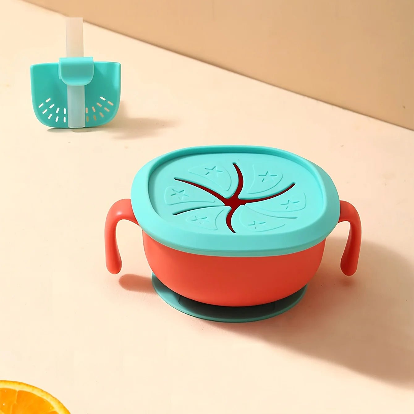 3-in-1 Portable Baby Snack Bowl with Silicone Straw, Cover - PureShop