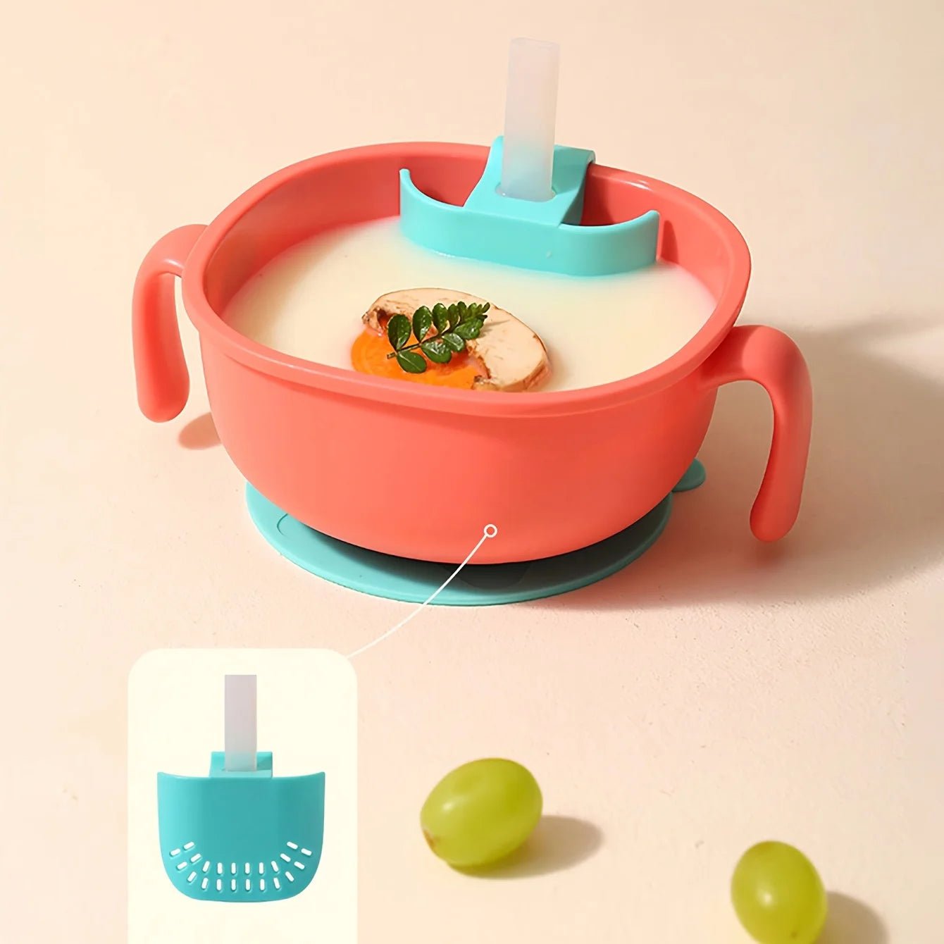 3-in-1 Portable Baby Snack Bowl with Silicone Straw, Cover - PureShop